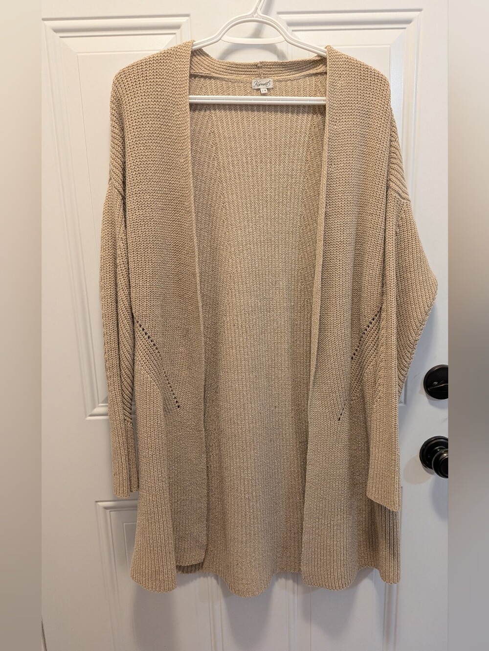 Kismet Beige Open-Front Knit Woman's Cardigan